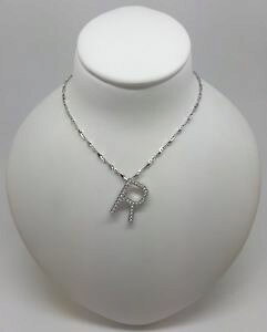 �y���������z�l�b�N���X�@�z���C�g�S�[���h�y���_���g�h��miran 080238 9k white gold letter r cz pendant rrp 275