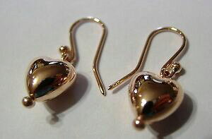 yzlbNX@kt\bh[YS[hn[gCOkaedesigns, 9ct 9kt genuine solid rose gold dangle puffed heart earrings
