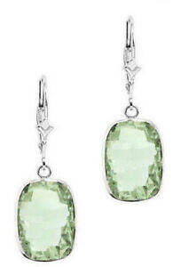 yzlbNX@kzCgS[hNbVO[AWXgJbgCO14k white gold dangle earrings with cushion cut green amethyst gemstones