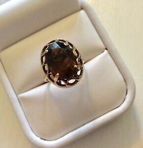yzlbNX@re[WS[hX[L[NI[cOlovely ladies full hallmarked vintage 9ct gold large smoky quartz ring m 12