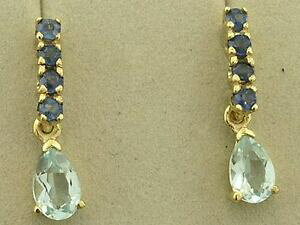 yzlbNX@\bhS[hgp[YTt@CAhbvX^bhCOe038 genuine 9k 9ct solid gold natural topaz amp; sapphire drop stud earrings
