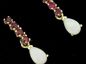 yzlbNX@CG[S[hr[Ip[hbvX^bhCOe038 lovely genuine 9ct 9k yellow gold natural ruby amp; opal drop stud earrings