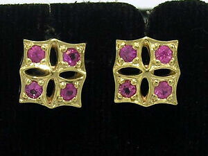 yzlbNX@CG[S[hsNTt@CAX^bhCOe021 genuine 9k 9ct yellow gold natural pink sapphire stud earrings