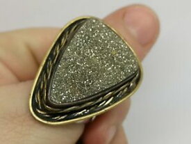 【送料無料】ネックレス　ゴールドリングサイズアメリカsterling silver pyrite fools gold druzy ring uk size t us 9 12