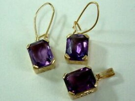 【送料無料】ネックレス　set of matching pendant and drop earrings 9ct yellow gold amethystsset of matching pendant and drop earrings 9ct yellow