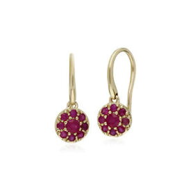 【送料無料】ネックレス　イエローゴールドルビーラウンドクラスタイヤリングドロップgemondo 9ct yellow gold ruby round cluster drop earrings