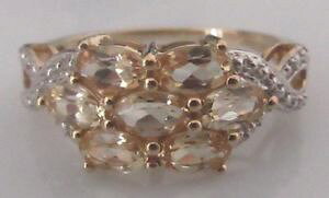 �y���������z�l�b�N���X�@�C�G���[�S�[���h�}���`�N���X�^�����O�T�C�Ysecondhand 9ct yellow gold multi oval morganite oval cluster ring size n 12