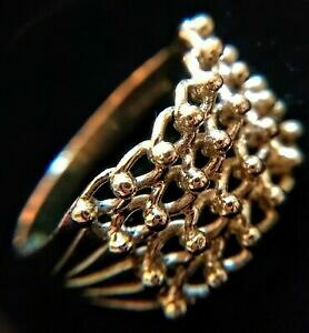 yzlbNX@re[WS[hL[p[OhTCYvintage hmd 9ct gold 4 row open keeper ring, london 1984, uk size r12, 48grm