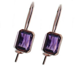 【送料無料】ネックレス　9ctアメジストイアリングgenuine 9ct solid rose gold natural purple amethyst drop earrings with closure