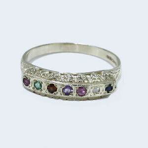 yzlbNX@CG[S[h}`O9ct hallmarked yellow gold multi gemstone regards half eternity ring