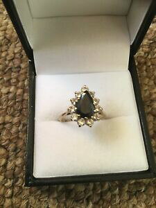 yzlbNX@CG[S[hTt@CANX^OTCYhallmarked 375 9ct yellow gold sapphire cluster ring sizej