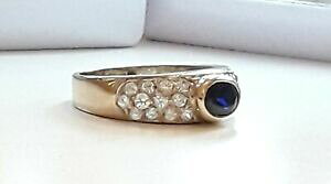 yzlbNX@S[hTt@CAOwr[O9ct gold sapphire ring heavy 5g sparkly stones 9k sz p beautiful ring