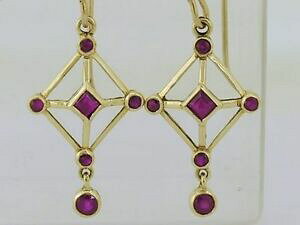yzlbNX@9ctCF[S[hnaturalr[CAOlovely genuine 9ct solid yellow gold natural ruby drop earrings