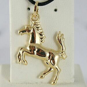 �y���������z�l�b�N���X�@�C�G���[�S�[���h�y���_���g�|�j�[�C�^���Ayellow gold pendant 0,5 white 750 18k, horse convex, pony, made in italy
