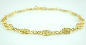 【送料無料】ネックレス　イエローゴールドオーバルリンクブレスレットインチ9ct yellow gold filigree oval links bracelet 18cm 7inch