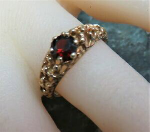 �y���������z�l�b�N���X�@�r���e�[�W���[�Y�S�[���h�K�[�l�b�g�����Ovintage,chunky 9ct rose gold amp; garnet ring n ref xdod
