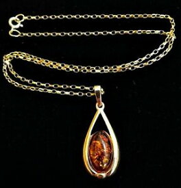 【送料無料】ネックレス　ゴールドバルトペンダントインチチェーンlovely hmd 9ct gold amp; baltic amber pendant hmd 9ct 16inch x 2mm chain 46g