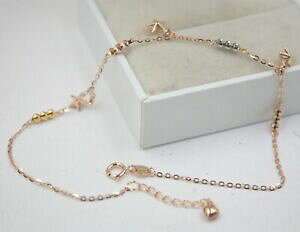 yzlbNX@\bhkS[hr[YP[uNuXbg solid 18k multitone gold bead with cable link bracelet 245cm length