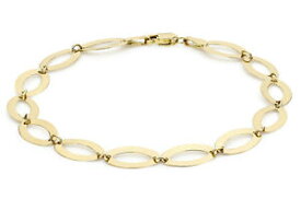 【送料無料】ネックレス　イエローゴールドリンクブレスレット9ct yellow gold elliptic link bracelet 18cm7