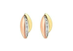 �y���������z�l�b�N���X�@9ct 3�X�g�[�����V�A�C�A�����O9ct 3 colour gold clear stone russian earrings