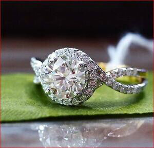 yzlbNX@EhJbgn[EFfBOX^[OVo[2ct round cut white moissanite halo wedding engagement ring 925 sterling silver