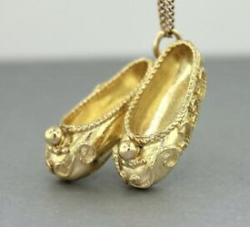 【送料無料】ネックレス　イエローゴールドロンドンスリッパlarge yellow gold london hallmarked slippers charm guaranteed genuine 9ct