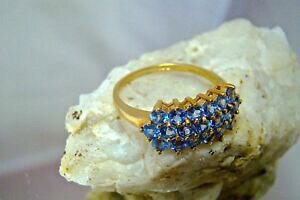 �y���������z�l�b�N���X�@9ct�S�[���h�T�C�Yt5�}�E���g�^���U�i�C�g3�N���X�^brand tanzanite three row cluster ring mounted in 9ct gold, size t5