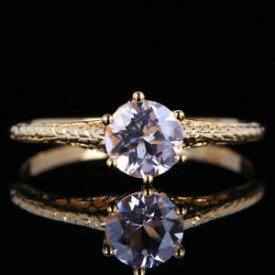 【送料無料】ネックレス　ピンクビンテージkイエローゴールドリング6mm round genuine pink morganite engagement vintage 10k yellow gold fine ring