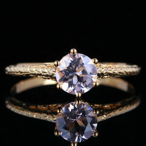 yzlbNX@sNre[WkCG[S[hO6mm round genuine pink morganite engagement vintage 10k yellow gold fine ring