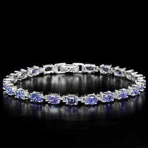 yzlbNX@X~^UiCg7X^[O925sterling silver 925 genuine natural oval rich violet tanzanite bracelet 7 inch