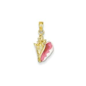 �y���������z�l�b�N���X�@14kyellow gold polished solid enameled 3d conch seashell charm pendant14k yellow gold polished solid enameled 3d conch sea