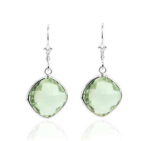 yzlbNX@kzCgS[hNbVO[AWXgJbgCO14k white gold dangle earrings with cushion cut green amethyst gemstones