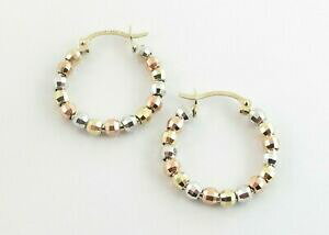 �y���������z�l�b�N���X�@�C�G���[�z���C�g���[�Y�S�[���h�{�[���t�[�v�C�������O14k yellow white and rose gold ball hoop earrings