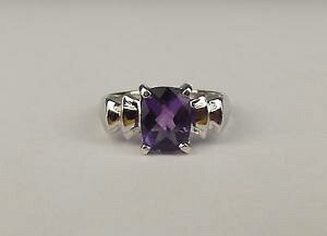 �y���������z�l�b�N���X�@�z���C�g�S�[���h�A���W�X�g�����O�T�C�Y9ct white gold amethyst ring uk size n us 7