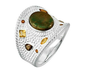 yzlbNX@VgX[L[NI[cAiCgOX^[OVo[citrine, smoky quartz,ammonite ring in sterling silver