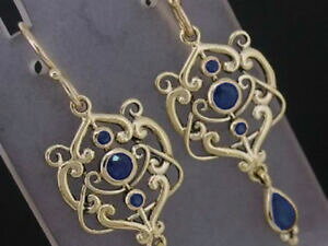 yzlbNX@\bhS[hTt@CACOhbve104 genuine 9k solid gold natural sapphire drop dangle earrings filigree ornate