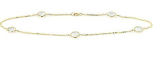 yzlbNX@CG[S[hEhNANH[cC`14k yellow gold anklet with round clear quartz gemstones 11 inches