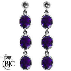 【送料無料】ネックレス　スターリングシルバーアメジストオーバルトリプルスタッドイヤリングドロップbjc sterling silver natural amethyst oval triple drop dangling studs earrings