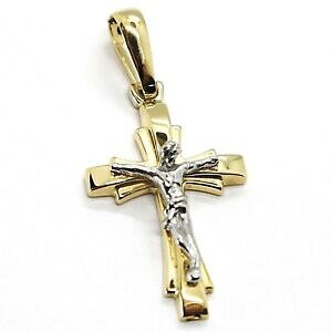 �y���������z�l�b�N���X�@�N���X�y���_���g�C�G���[�z���C�g�S�[���h�C�G�X�L���X�g�y���_���g�C�^���Across pendant yellow and white gold 750 18k with jesus, pendant, italy made