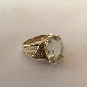 yzlbNX@fB[XCG[S[hS[fgp[YOTCYgtv hallmarked ladies 9ct 9k yellow gold oval white golden topaz ring size n