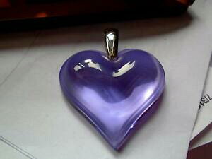 �y���������z�l�b�N���X�@�����b�N�S�[���h�`�F�[��lalique large purple heart 9ct gold chain stunning