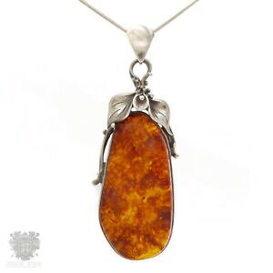 yzlbNX@Be[Wi`ogX^[OVo[y_g|[hvintage natural baltic amber sterling silver pendant polish hallmarks large