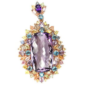 【送料無料】ネックレス　アメジストトパーズサファイアスターリングシルバーペンダント6240 ct real 30x18 mm aaa amethyst topaz sapphire sterling 925 silver pendant