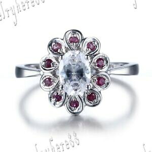 yzlbNX@zCggp[Yr[I[oJbg10kzCgflawless genuine white topaz rubies oval cut bridal flower ring 10k white gold