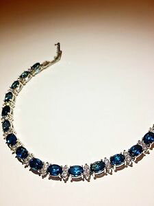 yzlbNX@hgp[Y925X^[Olondon blue topaz oval shaped gemstone 925 sterling silver bracelet