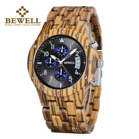 【送料無料】　腕時計　bewellクオーツクロノグラフクリスマスbewell luxury mens quartz wood watch date chronograph wooden watches xmas gifts