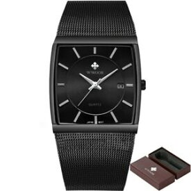 【送料無料】　腕時計　ステンレスメッシュビジネスクオーツmen watches waterproof square stainless steel mesh business quartz elegant watch