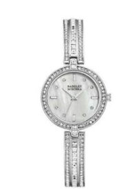 【送料無料】　腕時計　シルバートーンクリスタルアクセントウォッチ listingnwt badgley mischka ba1395mpsv womens 28mm silver tone crystal accent watch