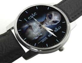 【送料無料】　腕時計　spooky alien horror art extra terrestrial believers collectiblewrist watchspooky alien horror art extra terrestrial believ