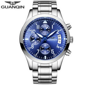 【送料無料】　腕時計　スポーツビジネスステンレスクォーツguanqin men sport luxury business stainless steel business quartz watch
